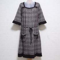 茶系チェックニットワンピース【9号】