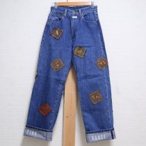 紺ツイードパッチデニムパンツ【M】