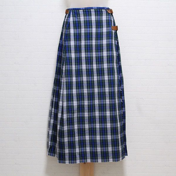 紺×グリーンチェックキルトスカート