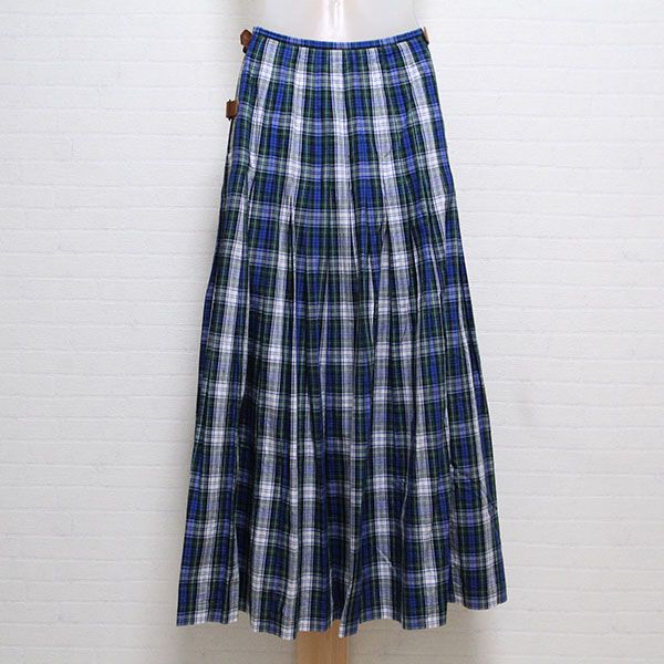 紺×グリーンチェックキルトスカート