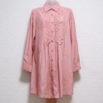 ピンクリボンモチーフ&刺繍チュニックブラウス【9号】