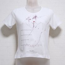 白×ボルドープリントTシャツ