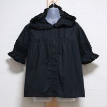 黒フード付きピコフリルブラウス