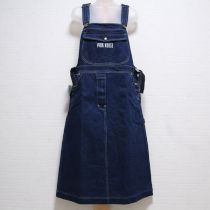 紺デニムロゴ入りサロペットスカート