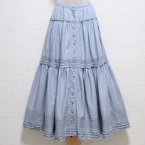ブルーグレーピンタック&ピコフリルスカート