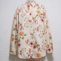 クリーム薔薇柄ボタンダウンシャツ【L】