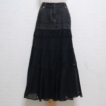 黒異素材切替えスカート【S】