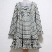 薄荷系チェックネルチュニックブラウス