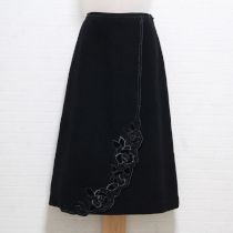 黒フラワーカットワークスカート【3(9号)】