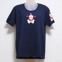 紺サンタくまプリントTシャツ