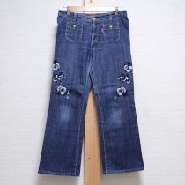 紺薔薇刺繍デニムパンツ【M】