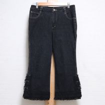 黒チェリーレース使いデニムパンツ【L】