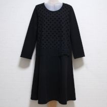 黒ドットカメリアフロッキーニットワンピース【4(11号)】