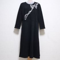 黒リボンプリントカットソーワンピース【4(11号)】