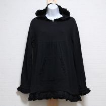 黒ローンフリル使いスウェットチュニック