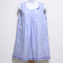ブルー水玉フリル使いチュニックブラウス