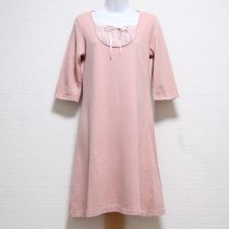 ピンクローン&サテンリボン使いカットソーチュニック