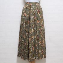 薄荷系花柄アコーディオンプリーツスカート