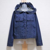 紺フード付きストレッチデニムジャケット【4(L)】