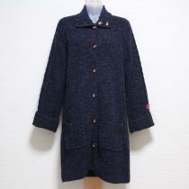 紺ケーブル編みロングカーディガン
