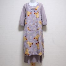 パープル勿忘草くまタブリエ&カットソーワンピース