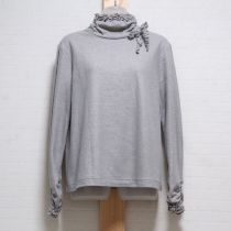 グレーラメ入りリボン付きウールカットソー【4(11号)】