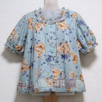 薄荷系テディリースパッチワークブラウス