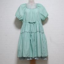 薄荷系水玉レイヤー風チュニックブラウス