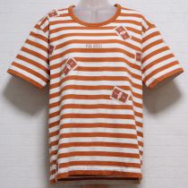 茶系キューピーワッペンボーダーTシャツ【L】