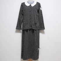黒リボンプリントドットカットソー上下セット