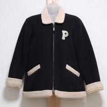 黒ロゴ刺繍入りボアジャケット