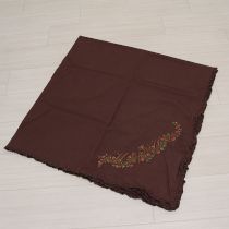 こげ茶薔薇刺繍ピコフリルストール