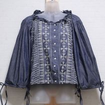 紺刺繍ダンガリーブラウス【F】
