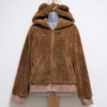 茶系モコモコくま耳パーカー【4(L)】