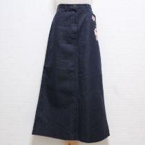 紺薔薇刺繍デニムスカート【LL】