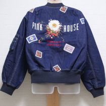 紺雛菊とさくらんぼ刺繍リバーシブルブルゾン