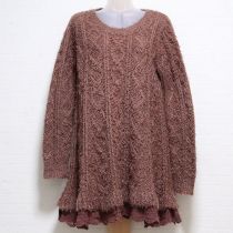 茶レース使いケーブル編みチュニック