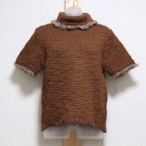 茶ファー使いザックリ編みセーター【L】