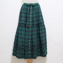 グリーンネルチェックフリルスカート