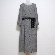 黒リボン使い水玉レイヤー風ポリワンピース【3(9号)】