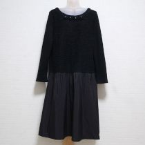 黒モチーフ付き異素材ワンピース【4(11号)】