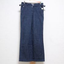 紺カメリア刺繍デニムパンツ【M】