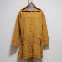 からし系花モチーフニットカーディガン