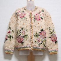 生成薔薇編込みカーディガン