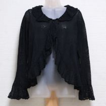 黒模様編みフリルカーディガン