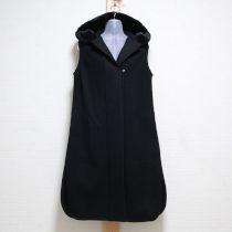 黒ファー使いフーディドロングベスト