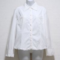 オフ白カメリア刺繍フリルブラウス【M】