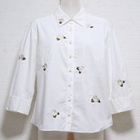 白カメリア刺繍シャツ【M】