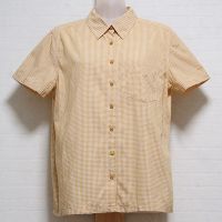 黄×白ロゴ刺繍ギンガムブラウス【M】