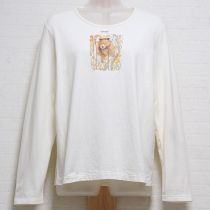 アイボリー手描きくま長Tシャツ【L】